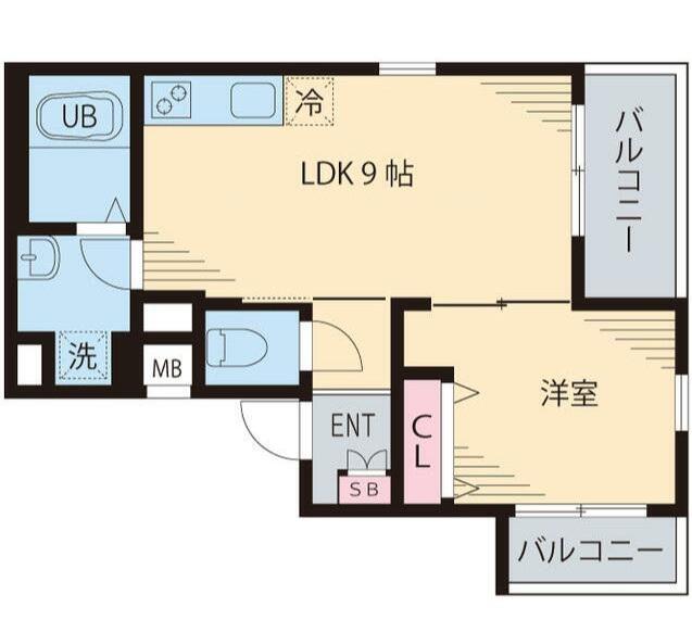 シャトル聖 小金井(1LDK/1階)の間取り写真