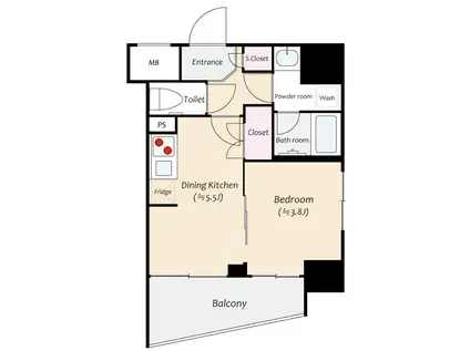 GENOVIA浅草蔵前SKYGARDEN(1DK/4階)の間取り写真