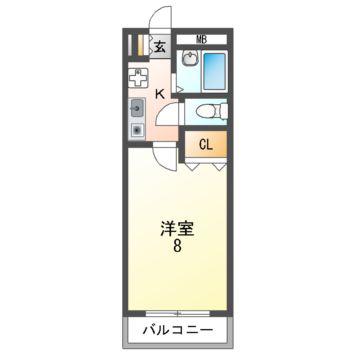 アジュール(1K/4階)の間取り写真
