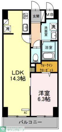 グランチェスタ(1LDK/4階)の間取り写真