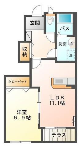 シェリー(1LDK/1階)の間取り写真