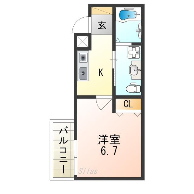 WING住之江(1K/3階)の間取り写真