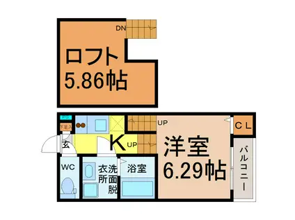 メゾンラフィネ(1K/2階)の間取り写真