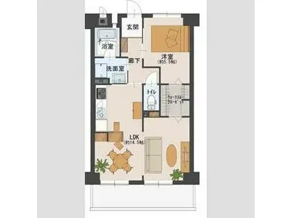 シャトー日東A(1LDK/3階)の間取り写真