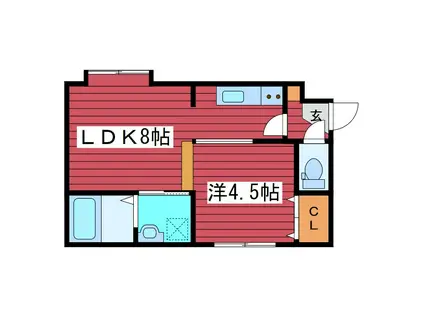 DOLE月寒(1LDK/1階)の間取り写真