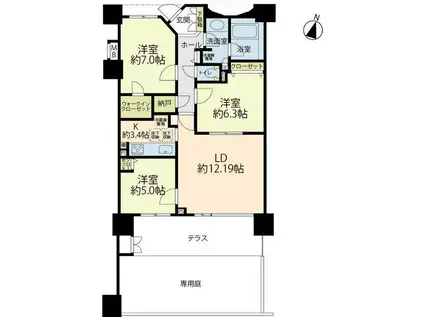 クレアコート湘南辻堂(3LDK/1階)の間取り写真