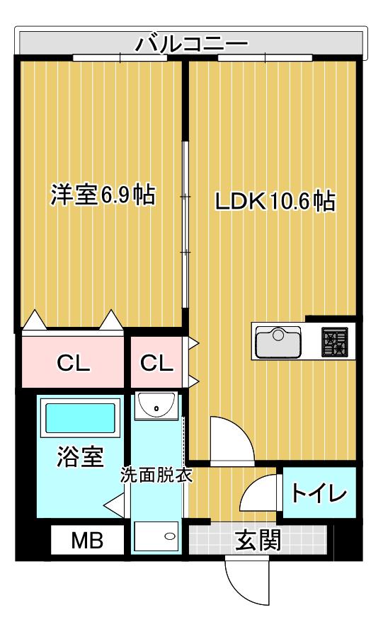 フォルトゥーナ美坂(1LDK/4階)の間取り写真