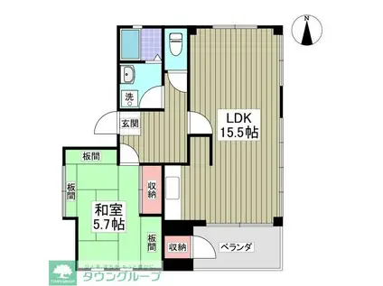 埼京ビル(1LDK/2階)の間取り写真