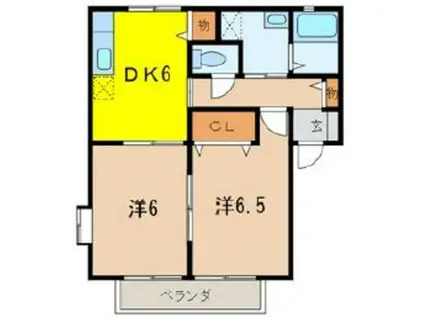 コンフォールヴィラ A(2DK/1階)の間取り写真