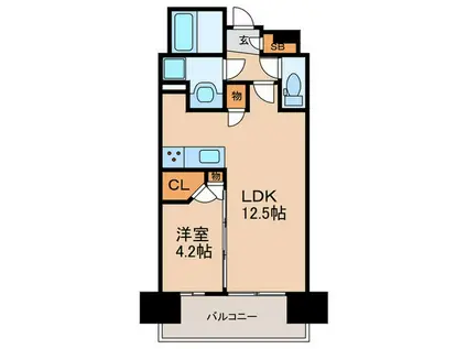 ワコーレ塚口ファーストエンブレム(1LDK/13階)の間取り写真