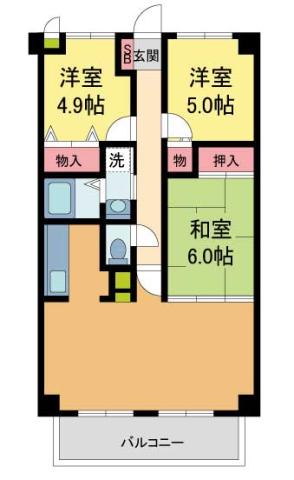 ゼフィール宝塚(3LDK/2階)の間取り写真
