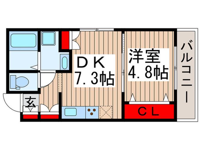 CIEL天王台(1DK/3階)の間取り写真