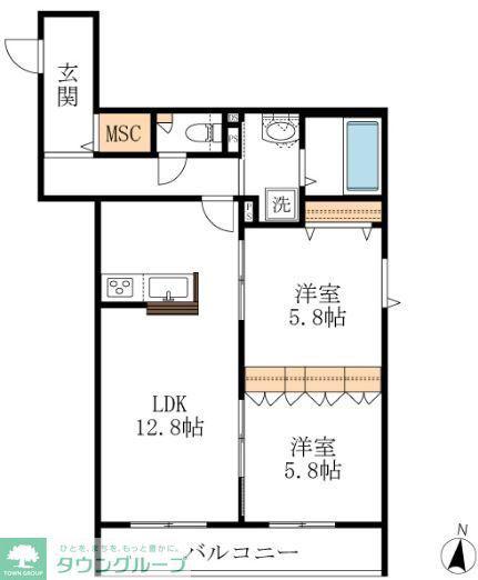 プライア桜山(2LDK/3階)の間取り写真