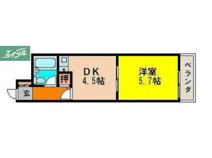 ライオンズマンション中山下(1DK/2階)の間取り写真