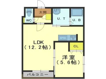インフィニティ松陰(1LDK/2階)の間取り写真