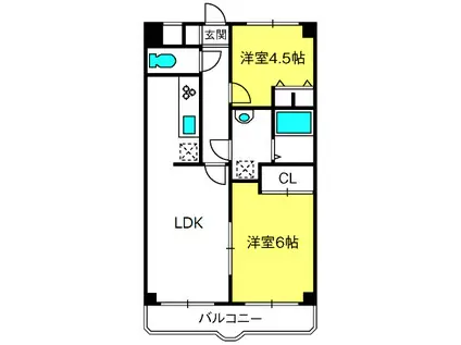 ハイネス巽(2LDK/4階)の間取り写真