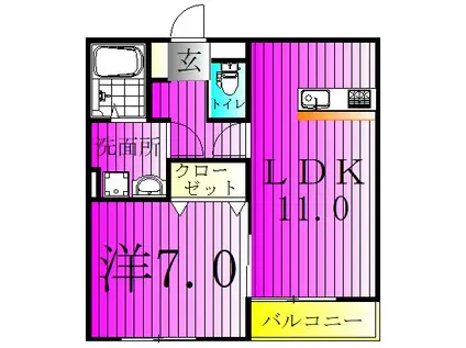エクセルメゾン南流山(1LDK/1階)の間取り写真