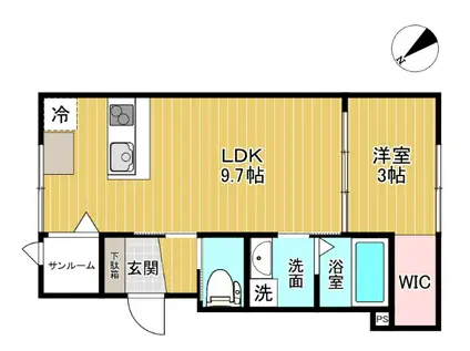 ALMO(1LDK/1階)の間取り写真