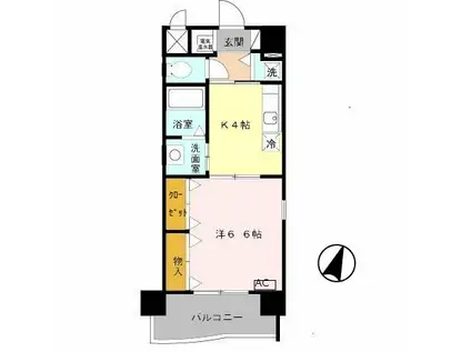 キリンパークサイド(1K/5階)の間取り写真