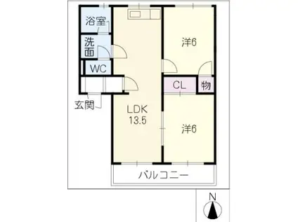 第2悠ハイツ(2LDK/1階)の間取り写真