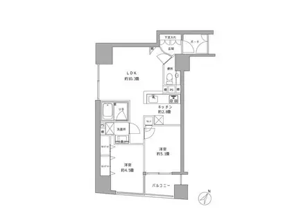 グランシティ日本橋(2LDK/5階)の間取り写真
