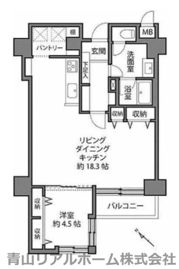 ドミール南青山(1LDK/7階)の間取り写真