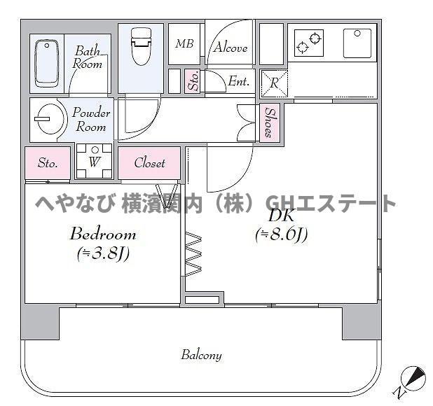 パール蒔田(1DK/9階)の間取り写真