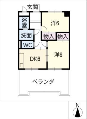 レジデンス明光III(2DK/5階)の間取り写真