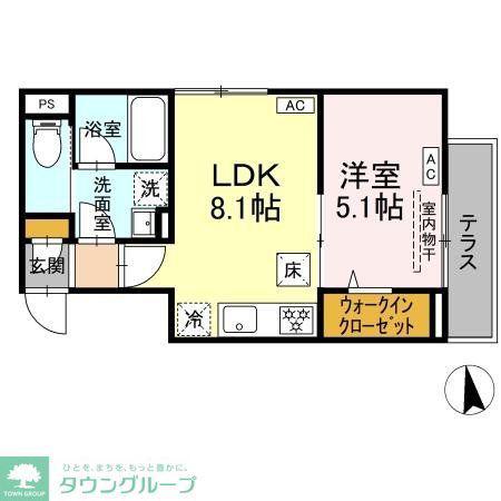 セレスティア北加平(1LDK/1階)の間取り写真
