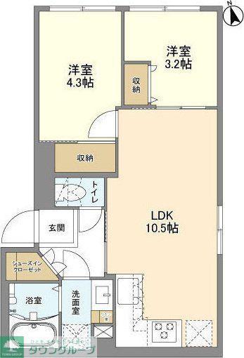 ウェルスクエア新宿戸山(2LDK/4階)の間取り写真