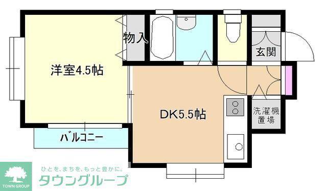 ハイツ大仏坂(1DK/2階)の間取り写真