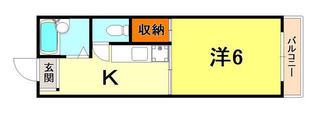 コスモハイツ高尾(1K/2階)の間取り写真