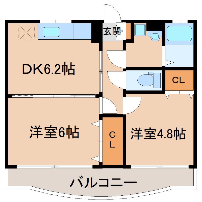 WINWIN寿(2DK/2階)の間取り写真