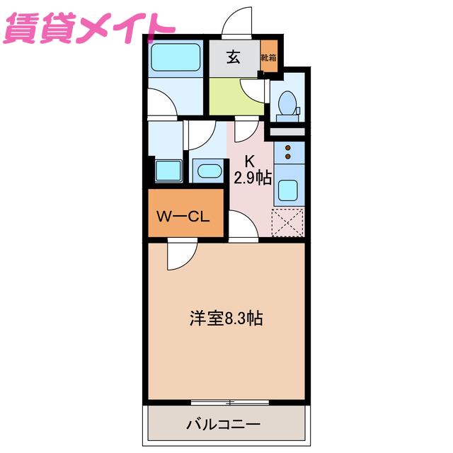 AQLA(1K/1階)の間取り写真