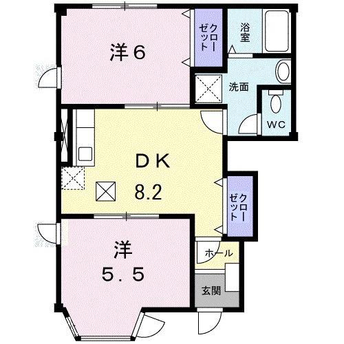 プレミール(2DK/1階)の間取り写真