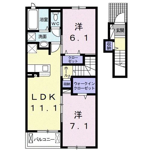 オリーブ II(2LDK/2階)の間取り写真