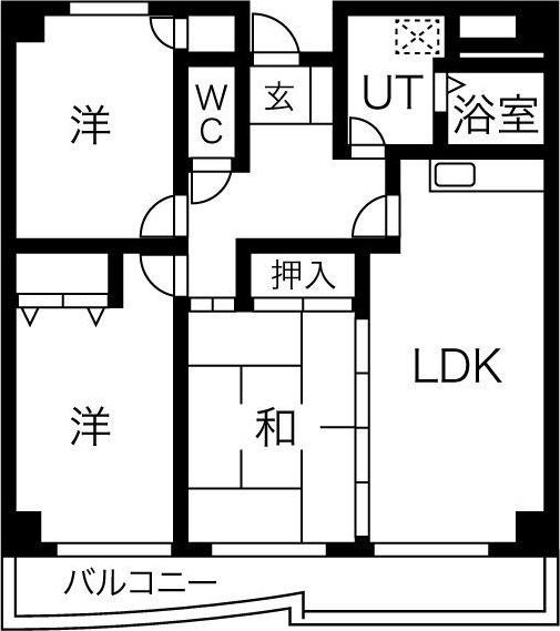 カルム土井(3LDK/4階)の間取り写真