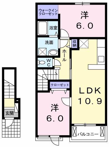 ヴィタ ドルチェ(2LDK/2階)の間取り写真