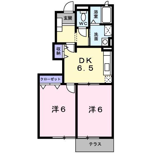 サンセールI(2DK/1階)の間取り写真