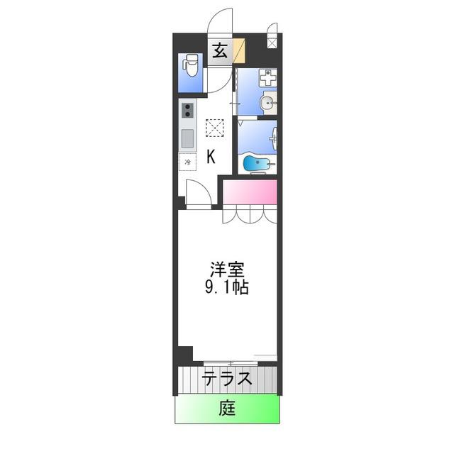 パラディーゾ(1K/1階)の間取り写真