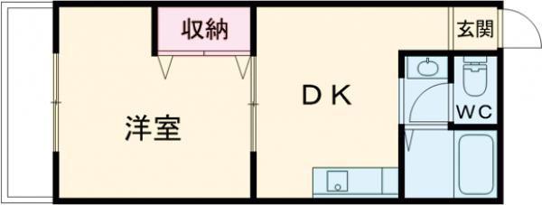 メイプルハイツ(1DK/2階)の間取り写真