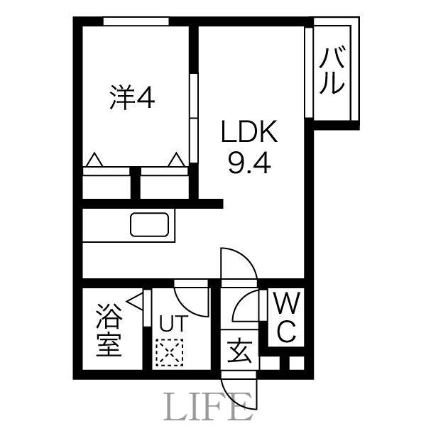 シンフォニア豊平(1LDK/2階)の間取り写真