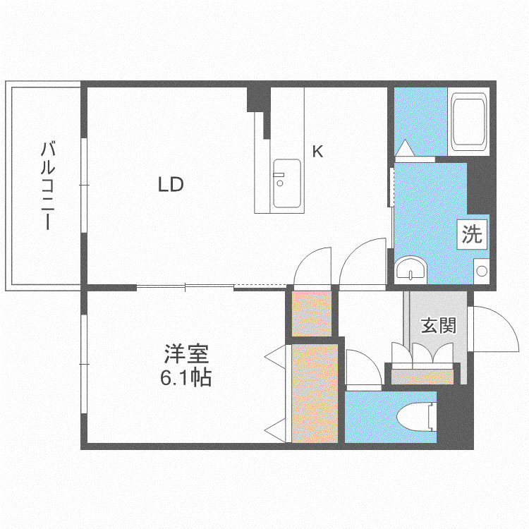 グレーシアK(1LDK/1階)の間取り写真