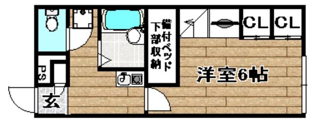 ピア高槻(1K/2階)の間取り写真