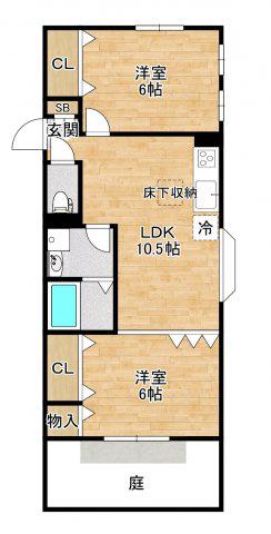 ベルシオン桜ヶ丘II(2LDK/1階)の間取り写真