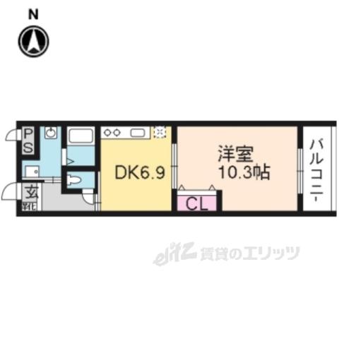 カーレッジ桂(1DK/3階)の間取り写真