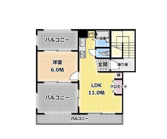 ベレッツァ(1LDK/4階)の間取り写真