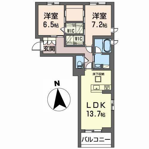 ラ・ルーチェ台原(2LDK/1階)の間取り写真