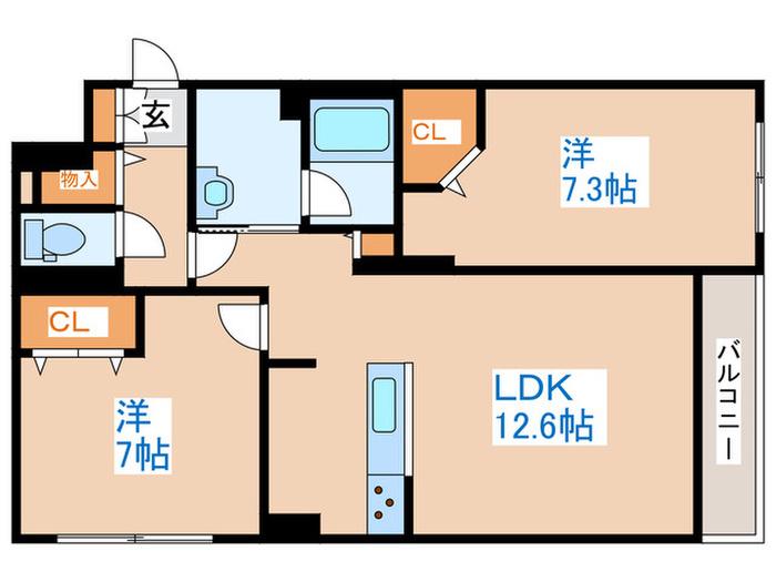 8 3W2(2LDK/3階)の間取り写真