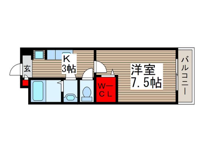 グランピュア(1K/4階)の間取り写真